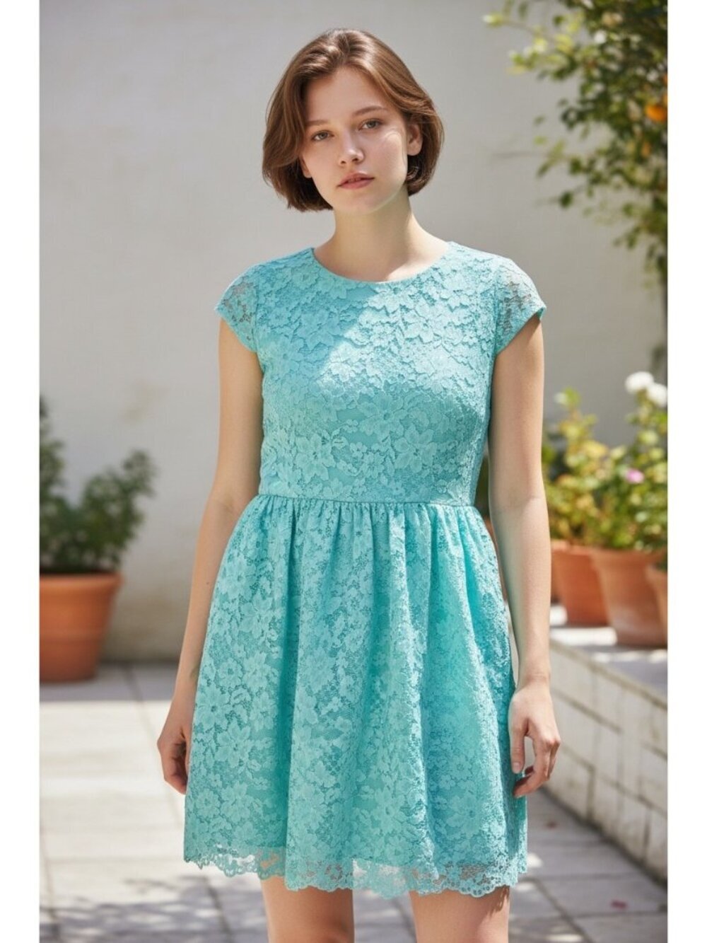 Place Girls Mint Green Lace Dress